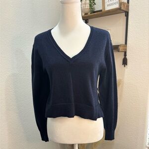 NWT Sam Edelman Navy Blue V-Neck Sparkly Sweater